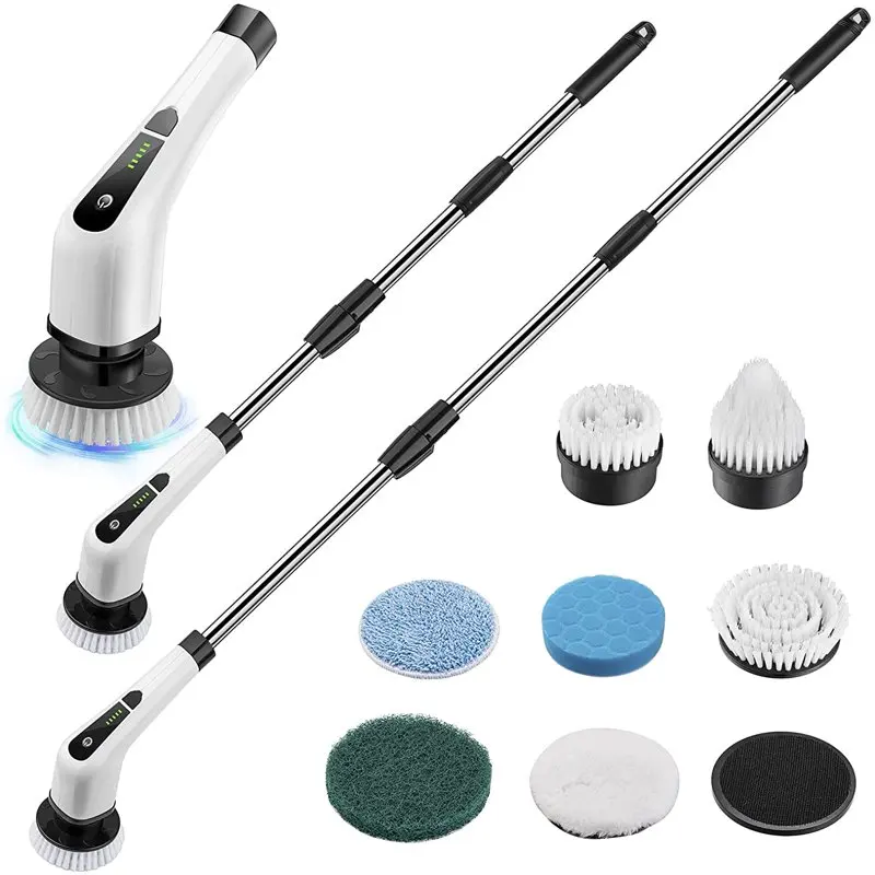 

Electric Spin Scrubber, Cordless Bath Tub Power Scrubber with Long Handle & 7 Replaceable Heads, Detachable as Short Handle, Sho
