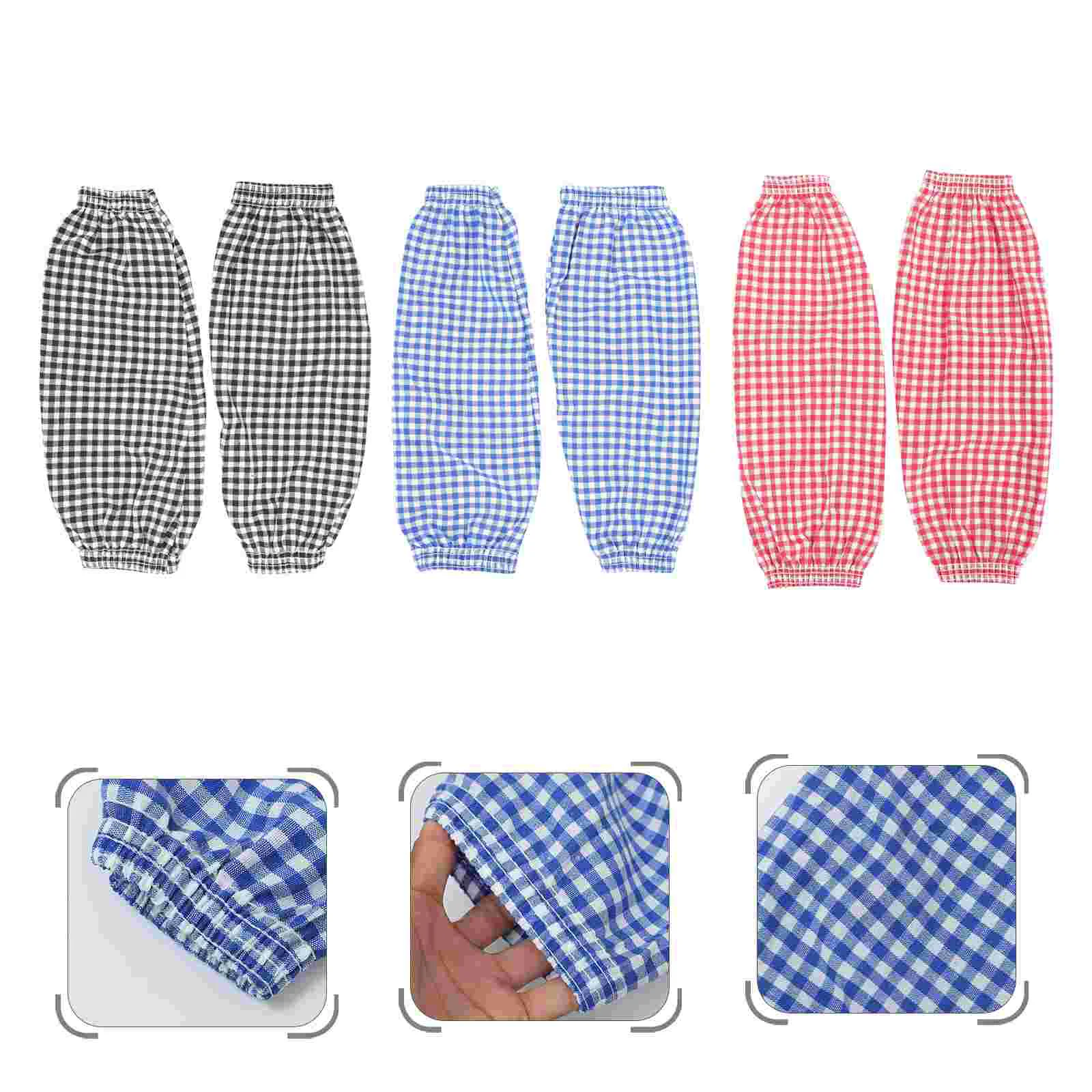 

3 Pairs Stain Resistant Check Sleeves Planting Oversleeves Cleaning Arm Men Birthday Gifts Anti-Dust Working Protector Loose