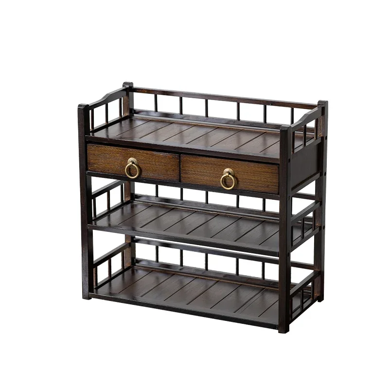 Blat Bogu Bambusowy stojak - półka na filiżanki do przechowywania zestawu herbaty czajniczek z fioletowej gliny Kung Fu chiński uchwyt kubek