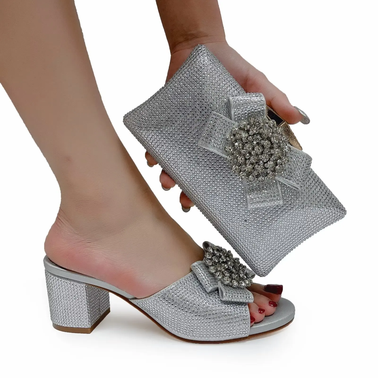 

Doershow Lastest Italian Design Fashion Style Ladies Shoe with Matching Bag Set 2022Nigerian Shoes and Bag Set for party HTW1-15