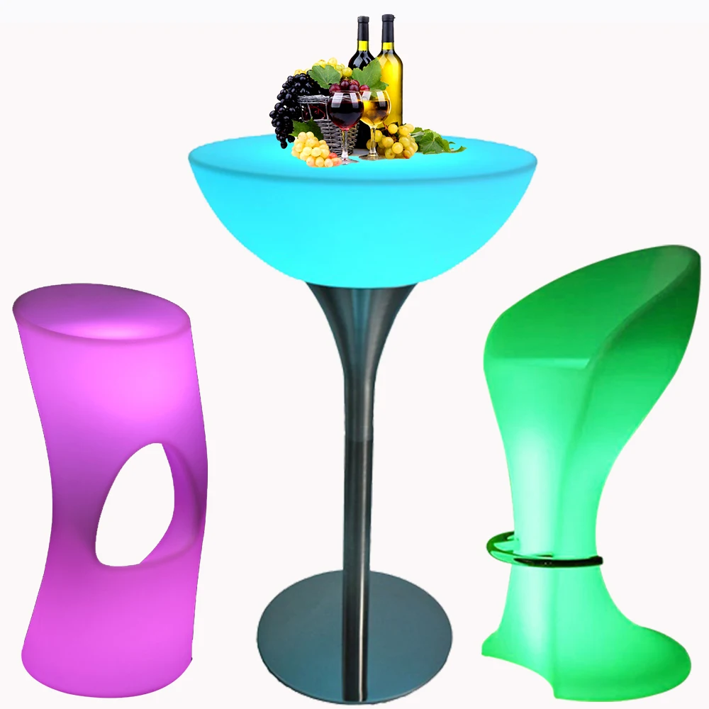 Беспроводной светодиодный светильник для вечеринки, коктейльные столы и стулья, стул для вечерние и стол, высокий стул, беспроводной светящ...