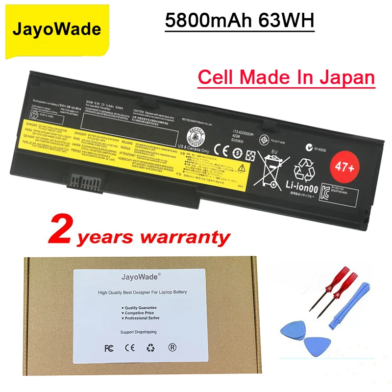 

JayoWade New 5800mAH Laptop battery For Lenovo IBM ThinkPad X200 X200S X201 X201I Series 42T4834 42T4535 42T4543 42T4650 42T4534