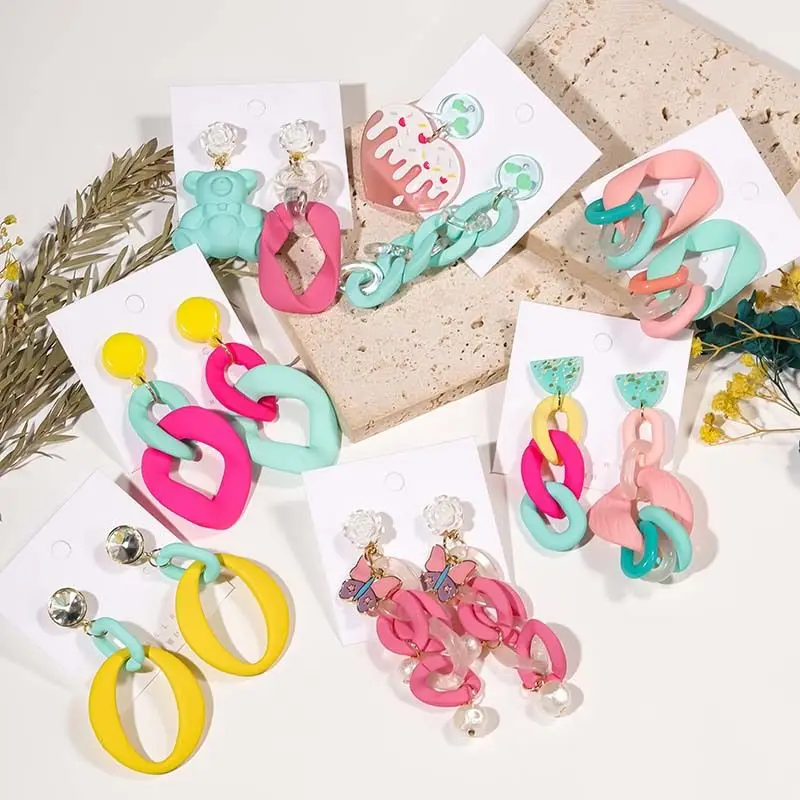 Уникальные ассиметричные серьги для женщин милые серьги-цепочки карамельных