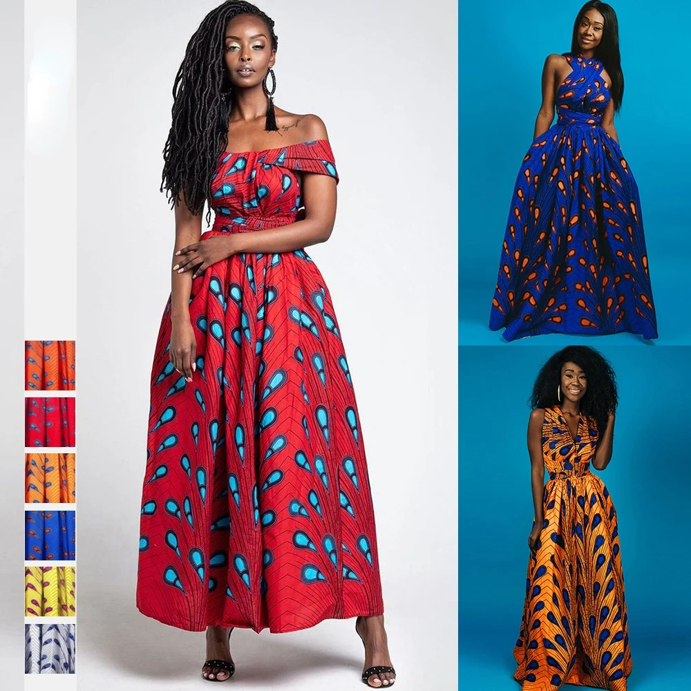 

Women's Digital Printing DIY Straps Multiple Wear African Dress Ethnic Style Women's Sexy Casual Party Chic Split Long Dresses