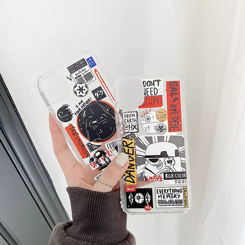 

Case For Samsung S20 S21 Note 20 Ultra S20FE G530 J2Prime M51 TPU Cartoon Transparent Sticker Label Bar Cover