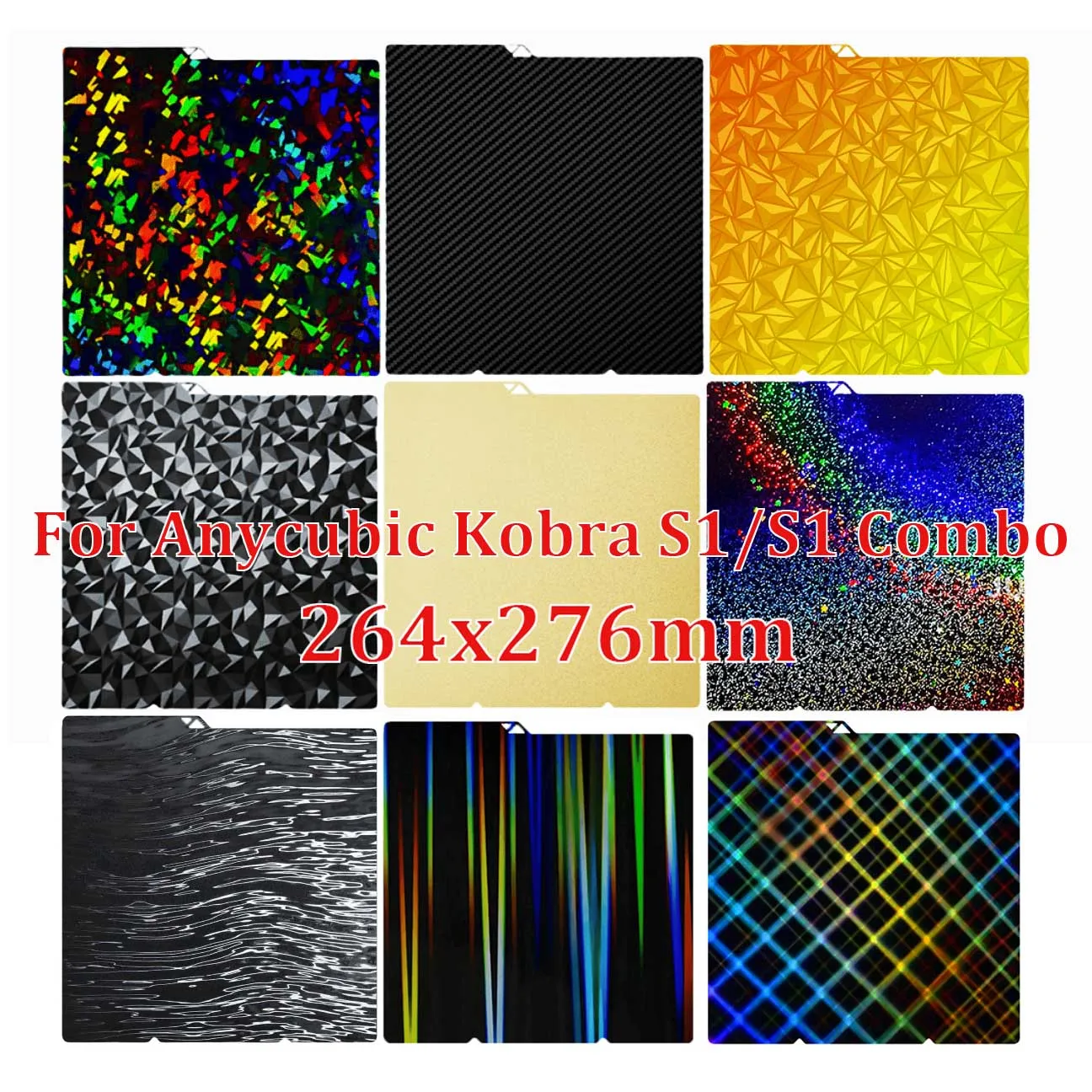 Фото Для Anycubic Kobra S1 Plate Pei Sheet 264x276 Текстурированная Kobra S1 Combo Build Plate Двусторонняя Kobra S1 Hotend Kobra S1C 3d Bed №1