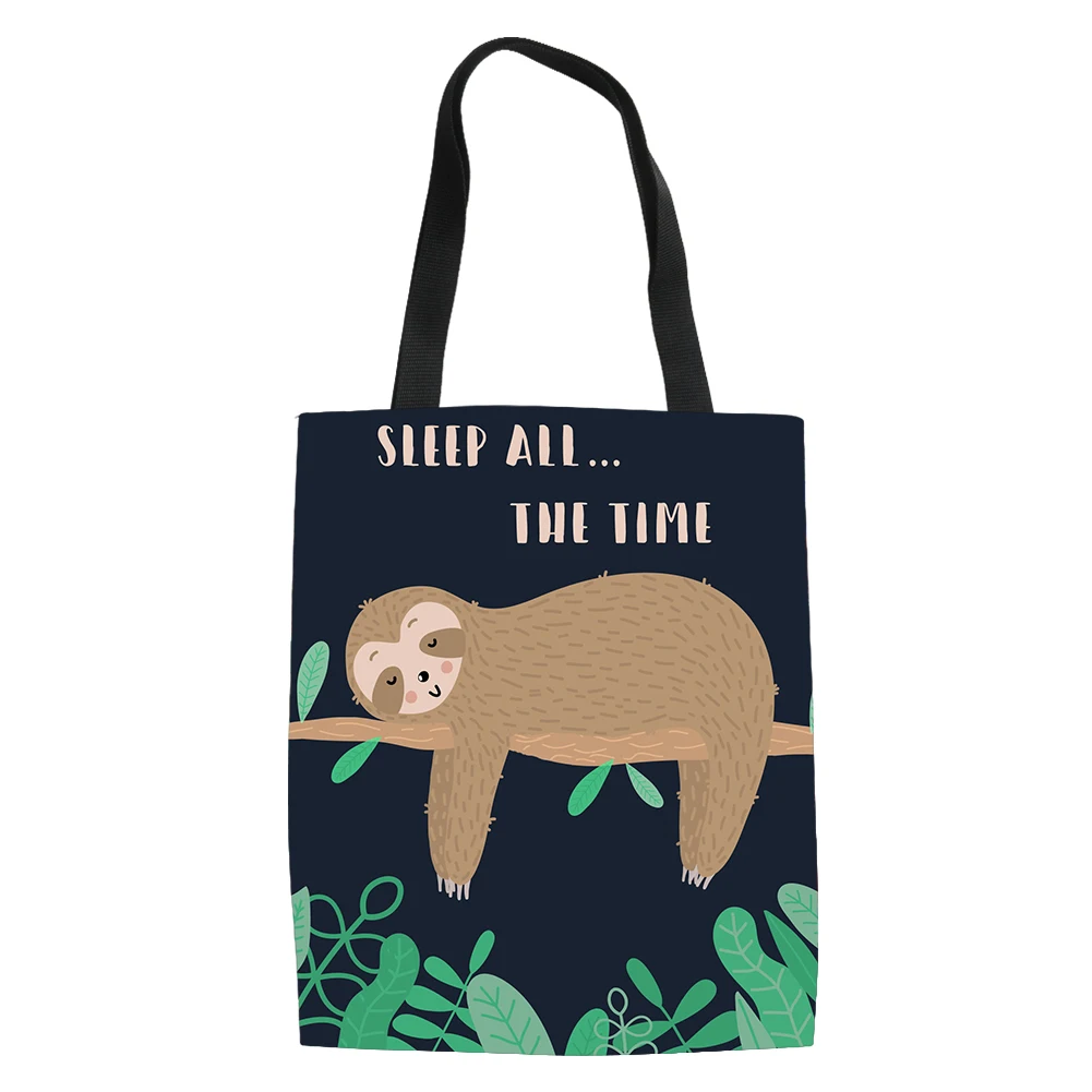 Lovely Sloth Print Capacity Handle Bag Adult Student Outdoor Shopping Bag Lightweight Daily Decoration Draagtas