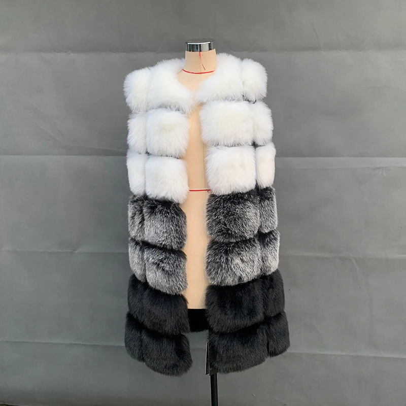 FANPUGUIZHEN S-3XL Autumn Winter Thick Warm Faux Fox Fur Vest Women High Quality Fashion Long Fur Coat Female Fur Wasitcoat