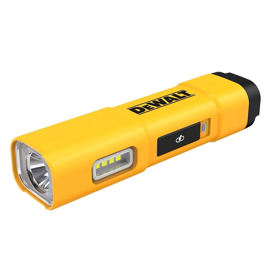 Светодиодный фонарик DEWALT перезаряжаемый с зажимом для ремня и крючком USB