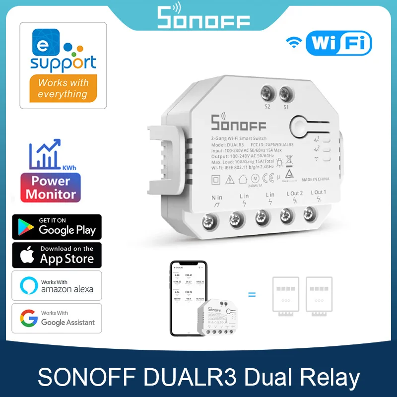 

Умный мини-переключатель SONOFF DUALR3 с поддержкой Wi-Fi