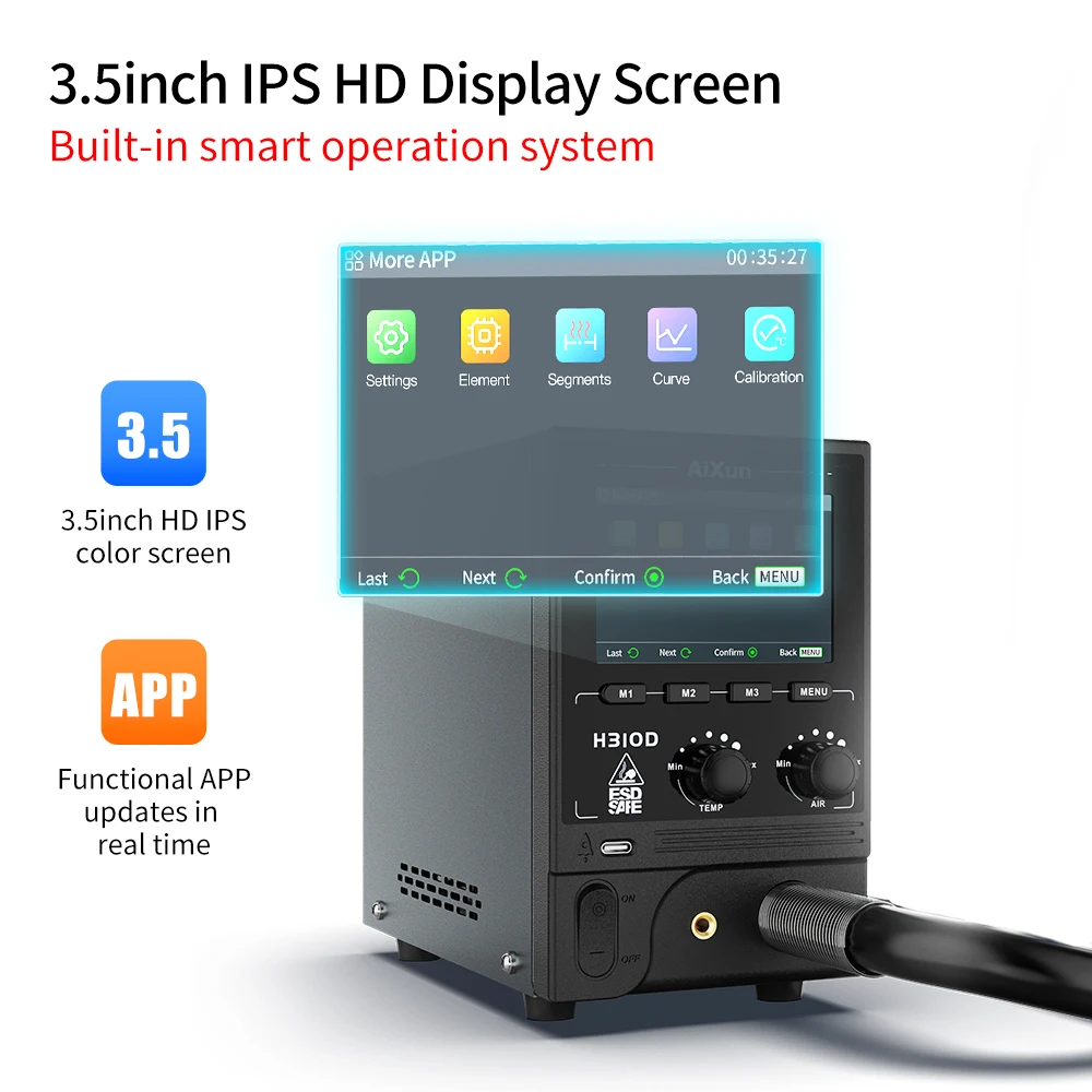 Фото AIXUN H310D 1000 Вт бессвинцовый фен, мощный нагревательный сердечник, облачные данные, сварочная паяльная станция, пневматический пистолет, инструмент №2