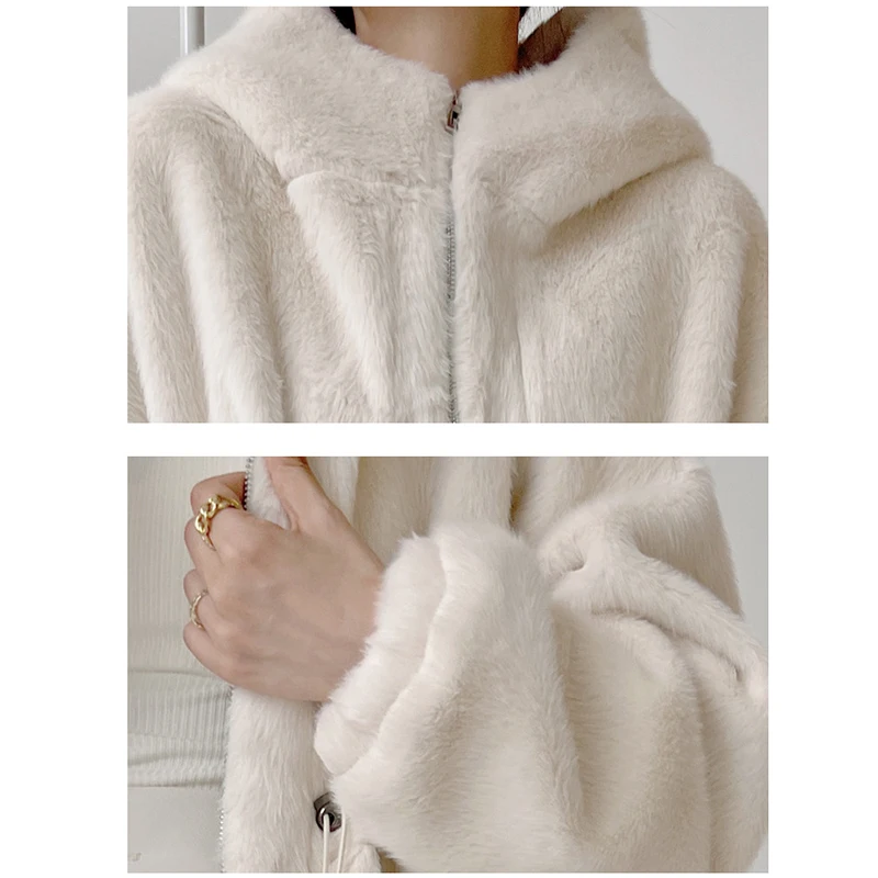 2022 Women Parka Winter Clothes New Mink Fur Faux Fur Coat Thick Warm Long Fur Jacket Hooded Overcoat Plush Coat Winter Coats