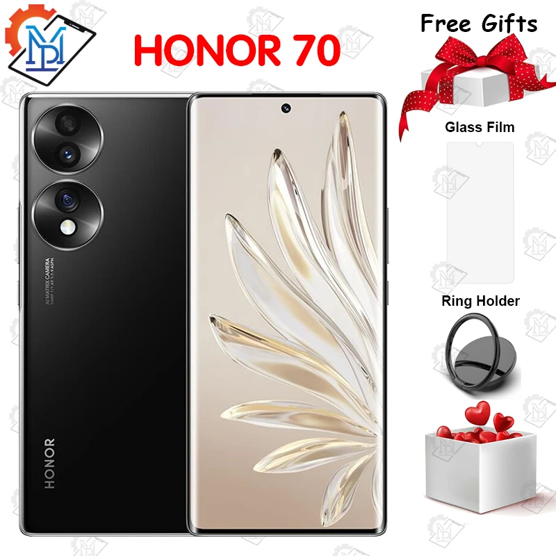 Original HONOR 70 5G Mobile Phone 6.67 Inch Screen 120Hz Snapdragon 778G+ Octa Core Android 12 Fast Charging 66W NFC Smartphone