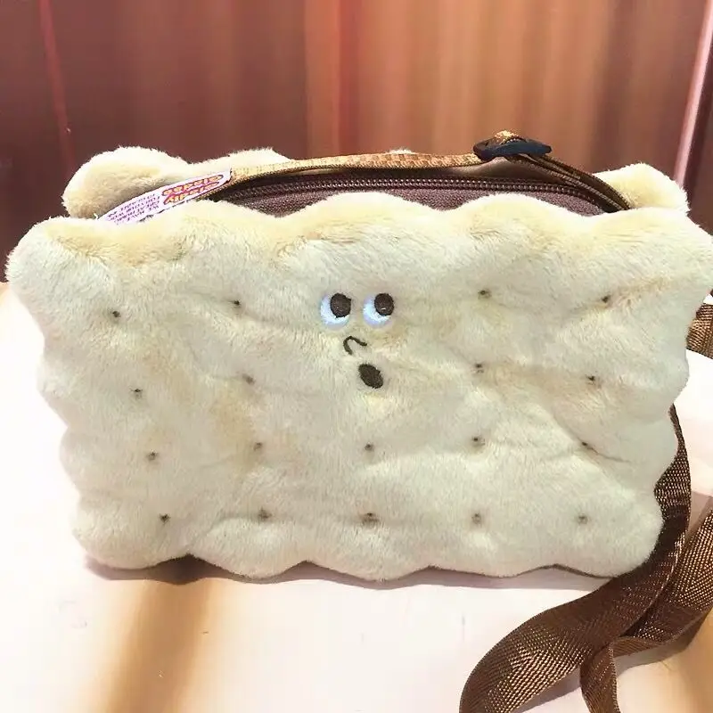 

Japanese Insglade Internet Celebrity Sandwich Biscuit Shoulder Messenger Bag Plush Phone Bag for Girls Cute Cosmetic Bag