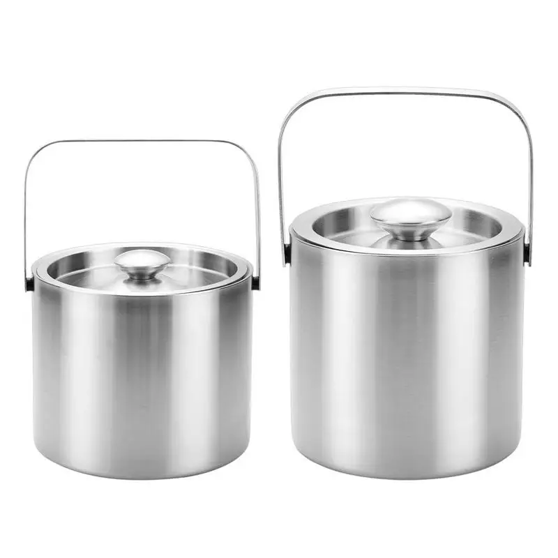 

Party Ice Bucket Stainless Steel Beverage Tub Anchored Champagne Cooler Double-Wall Beer Chill Buckets With Lid For Pool Parties