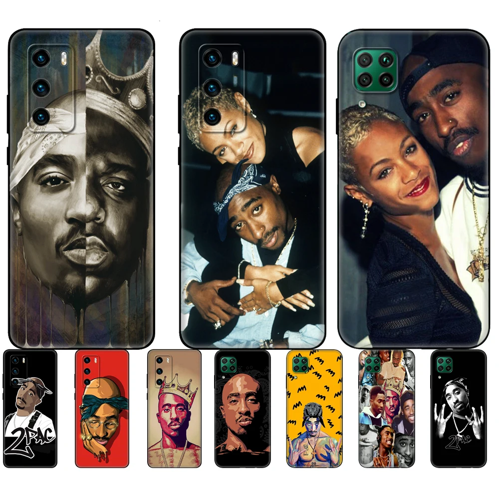 Черный чехол TPU для Huawei P30 Lite Pro P40 LITE E P Smart 2020 с изображением Tupac Amaru Shakur Makaveli.