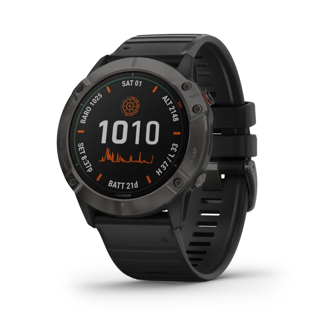 

Garmin Fenix 6X Pro Solar Edition Smartwatch (Titanium Carbon Grey DLC with Black Band) - 010-02157-21