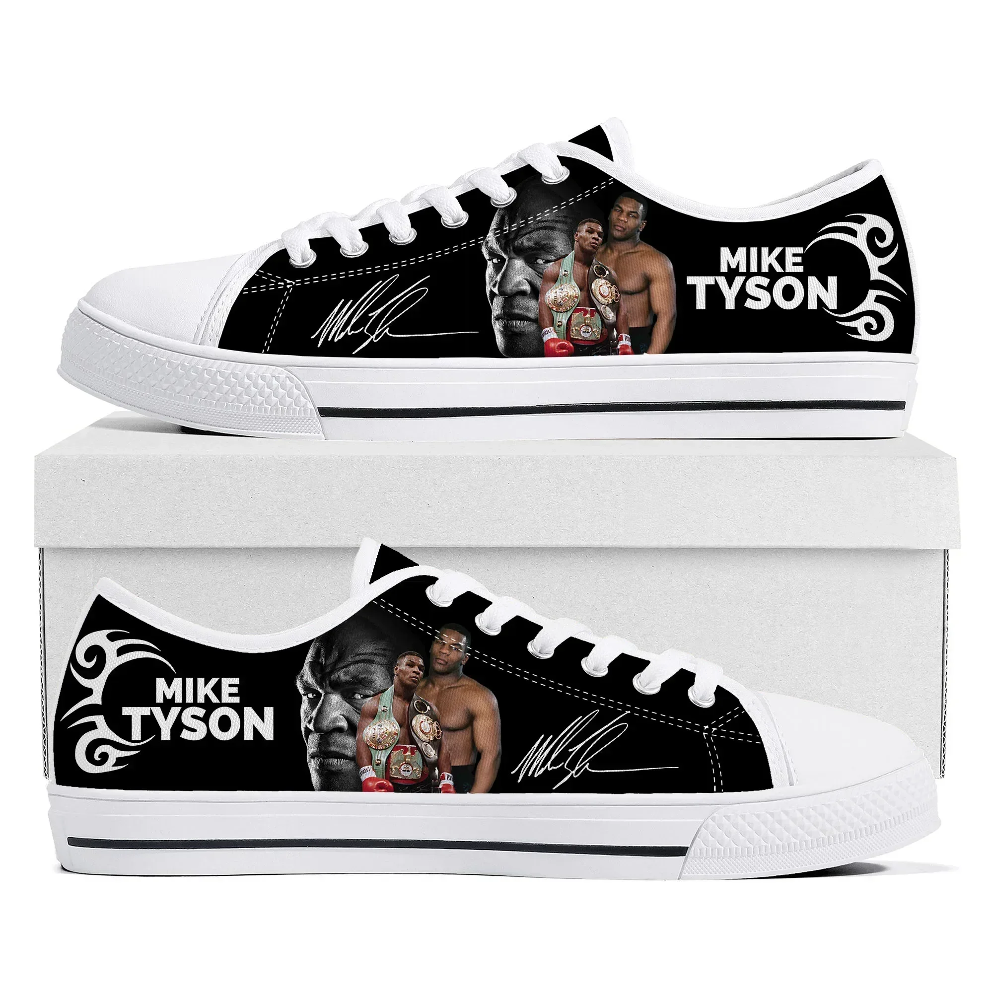 Фото Кроссовки Iron Mike Tyson Boxing Champion Low Top для мужчин, женщин и подростков, повседневные кеды из канваса, обувь на заказ, индивидуальный дизайн, обувь для самостоятельной персонализации №2