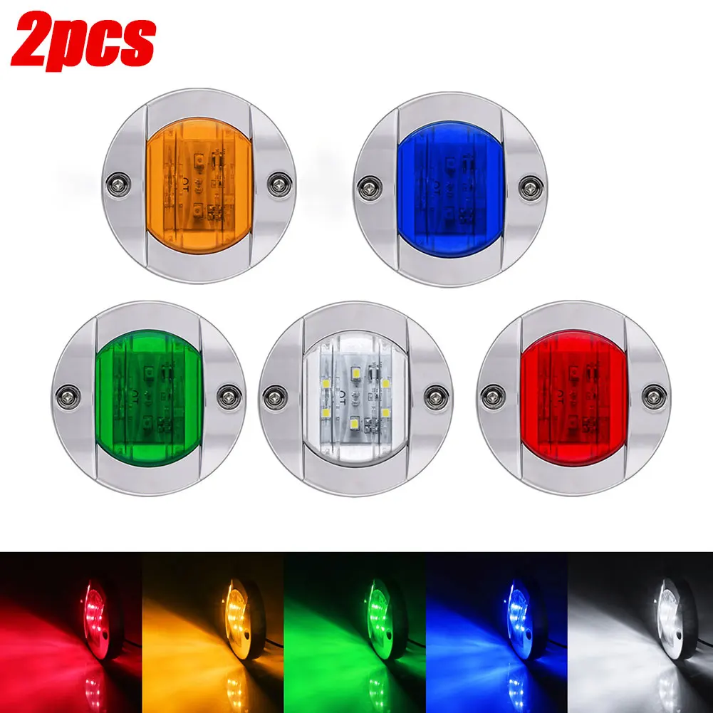 

New 2Pcs Marine Boat Transom LED Stern Light DC 12V Round Stainless Steel Cold White LED Tail Lamp Yacht Accessories Waterproof