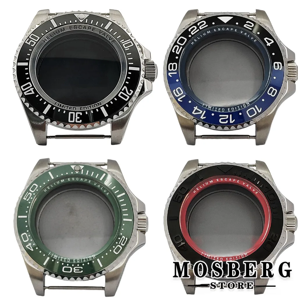 44mm Watch Case Solid 904L Stainless Steel Sapphire Glass For NH35 NH36 ETA2836 Miyota8205 8215 821A ETA2824 PT5000 Movement