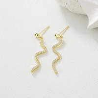 fashion long zircon snake base drop earrings luxury clear party piercing stud earrings for women man jewelry gift