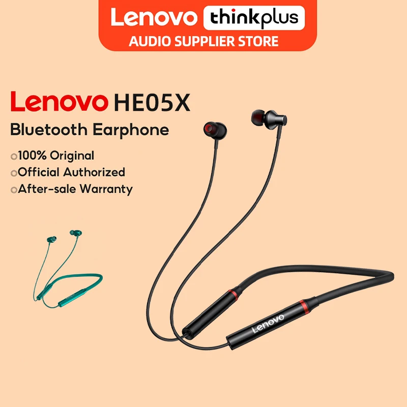 

Оригинальные наушники Lenovo HE05X Bluetooth, беспроводные наушники, магнитные наушники с шейным ободом, водонепроницаемая Спортивная гарнитура с ми...