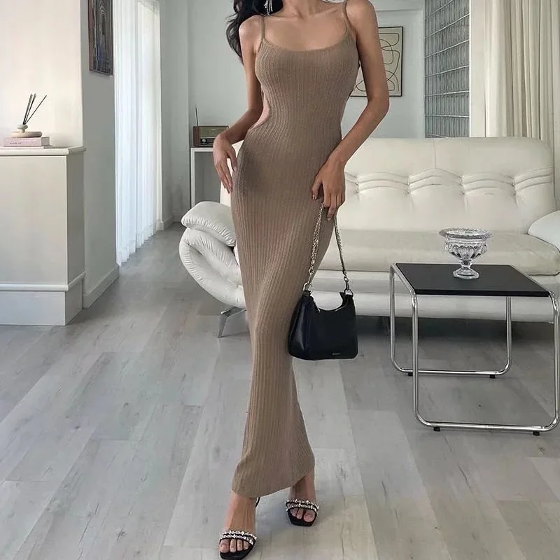 

2023 острые сексуальные женские длинные платья на бретельках с высокой талией с прорезями и аккуратным машинным дизайном женская Новая эластичная облегающая юбка с запахом