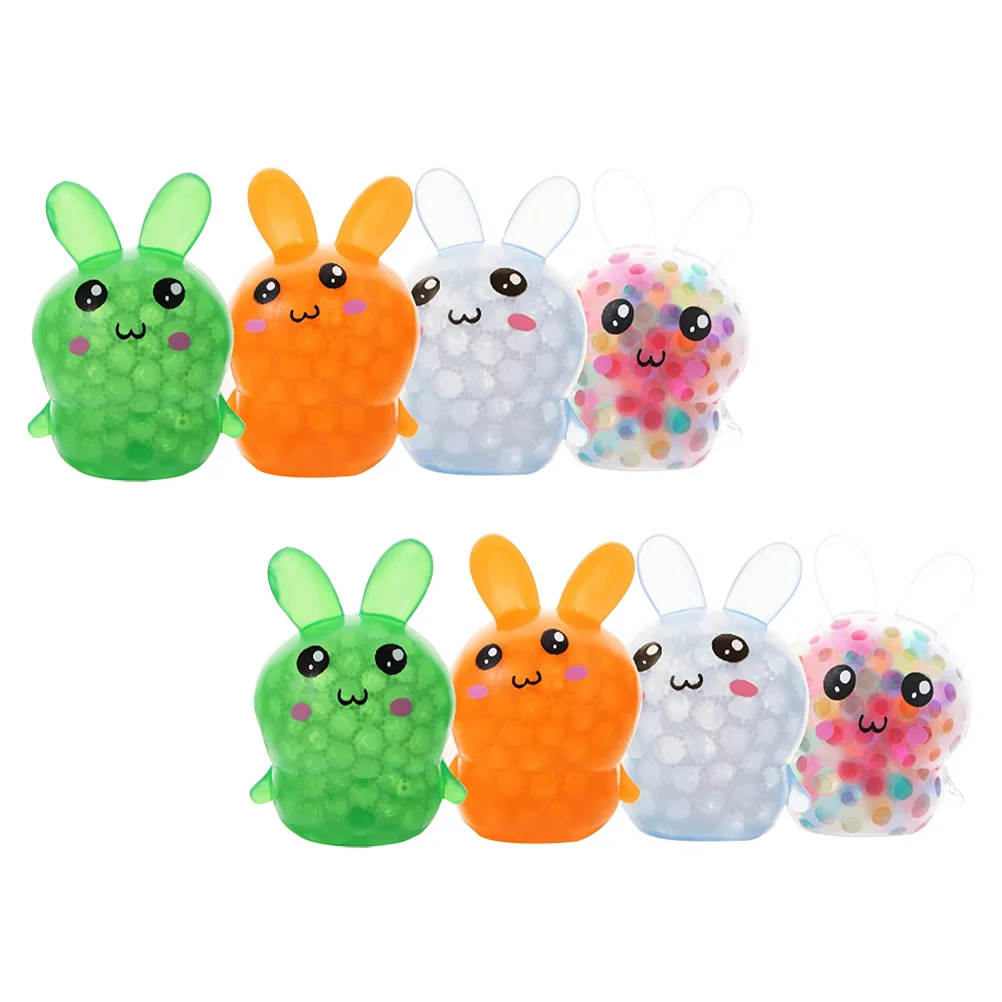 

8pcs Stress Relief Toys Easter Bunny Shaped Squeeze Playthings Anxiety Relief Toys (Random Color)
