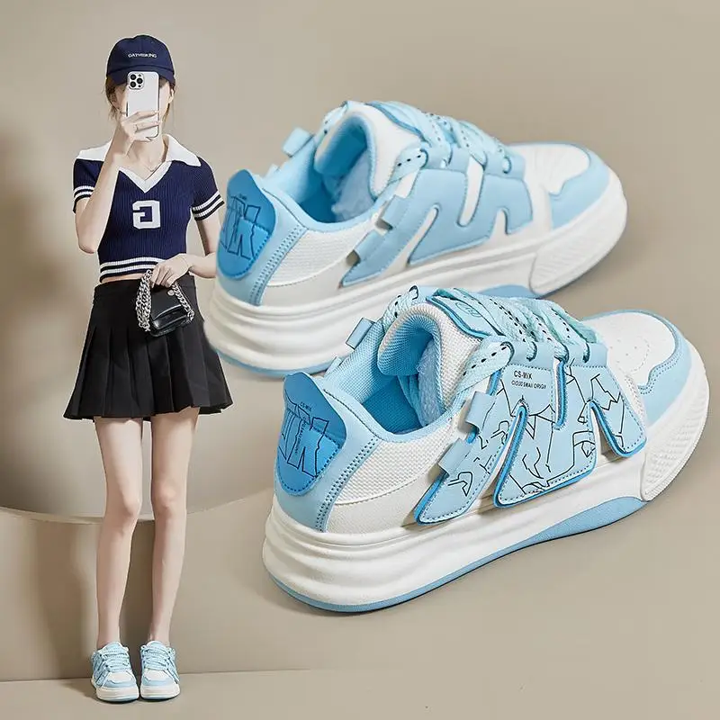 

White Shoes Women's Shoes 2023 New Spring and Autumn Ins Fashionable Student Board Shoes Flat Lace up Casual Sneaker