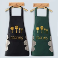 waterproof and oil proof thickened cooking aprons with 2 pockets for kitchen cooking baking household cleaning