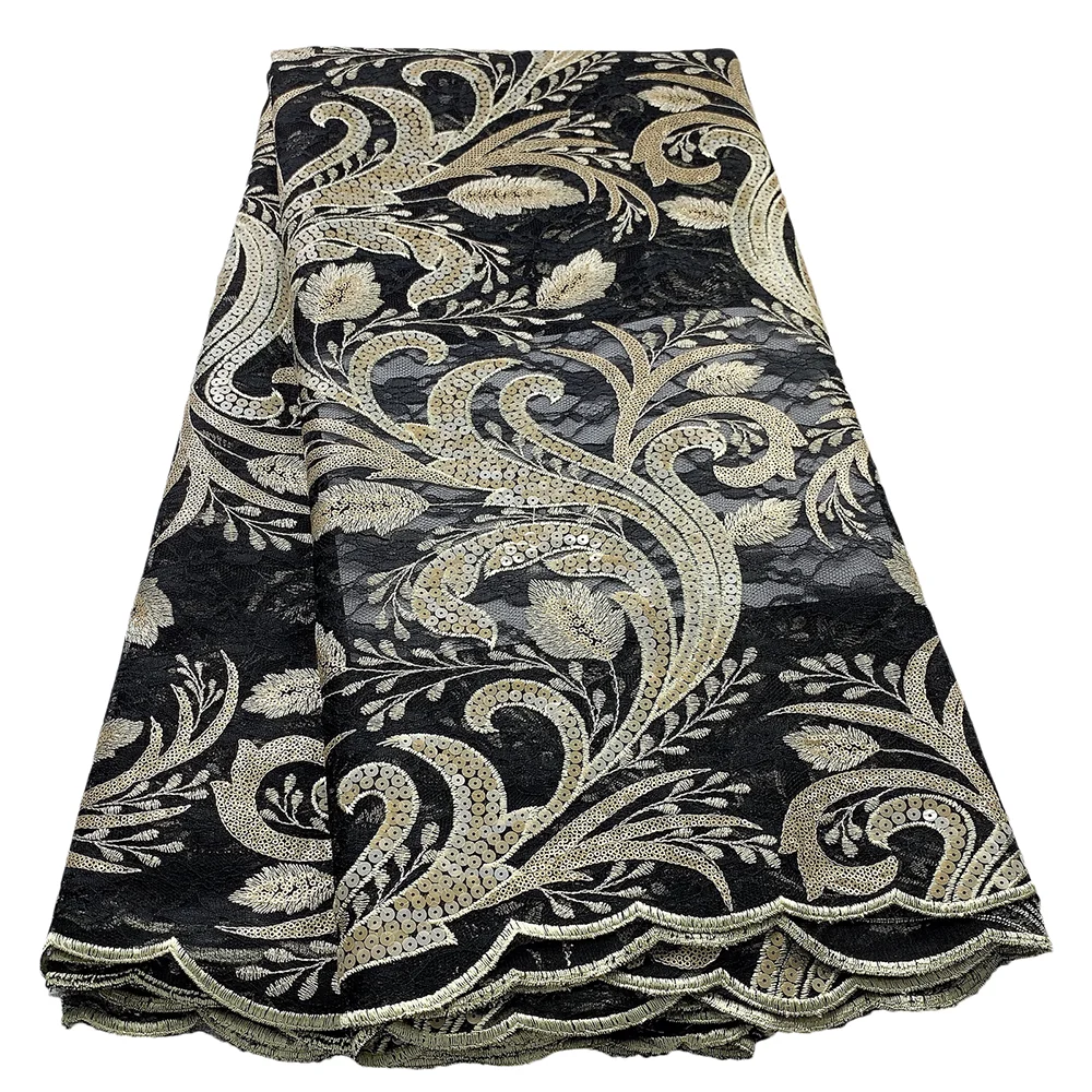 Красивая зеленая фототкань с блестками африканская кружевная ткань 5 ярдов