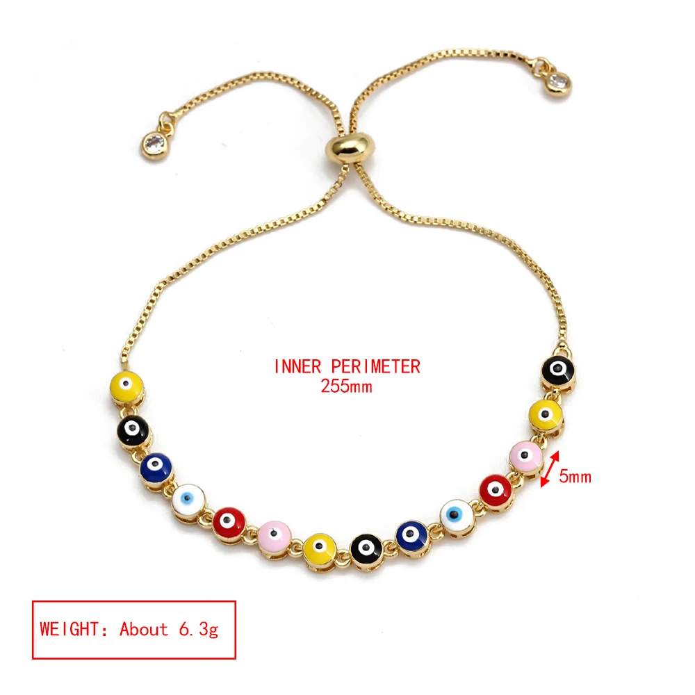 EVIL EYE Colorful Fatima Hand Charm Bracelet Adjustable Dainty Chain Turkish Evil Eye Bracelet Jewelry for Women Girls Men BE656 images - 6