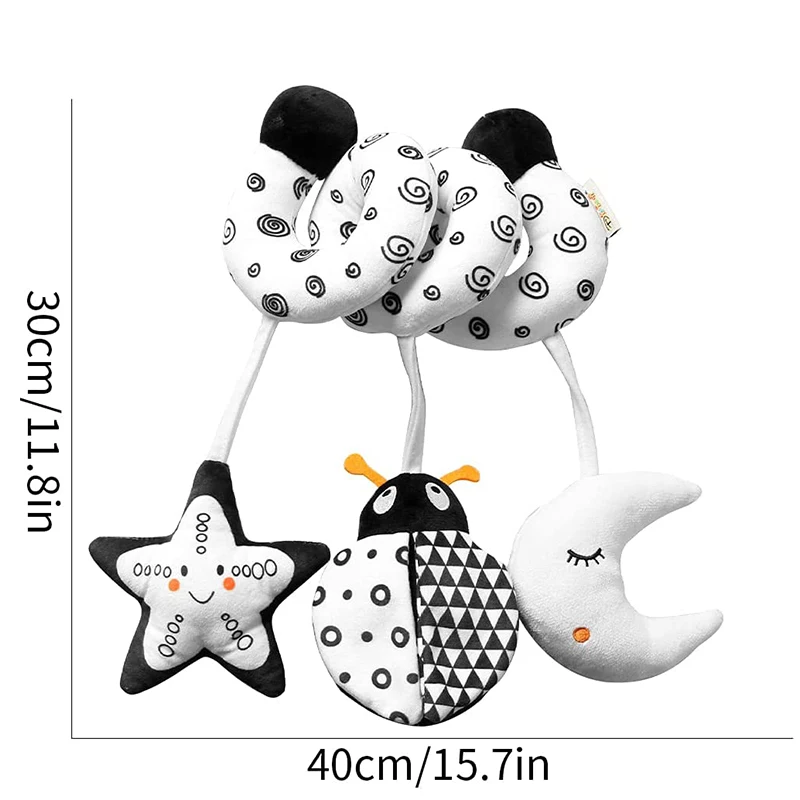 Baby Plush Rattles Spiral Toys For Crib Bed Stroller Car Seat Black And White Educational Baby Toys For 0-12 Months Girls Boys images - 6