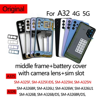 Original For Samsung Galaxy A32 LTE 4G A325 5G A326 Housing Phone Middle Chassis battery cover shell Lid Case Rear Back Panel