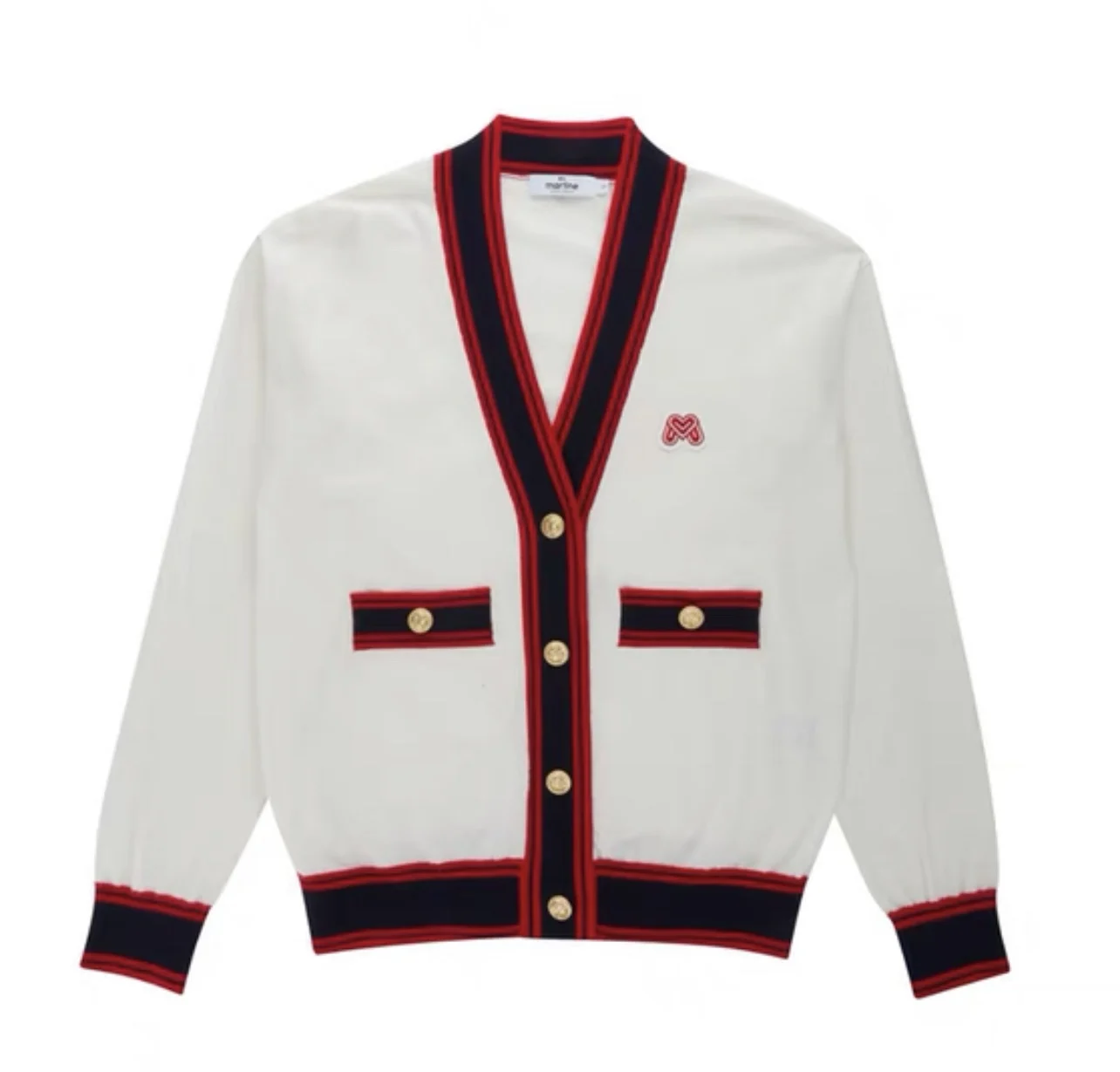 

College style ageing patchwork cardigan golf wear women's long sleeve top sport golfers are versatile