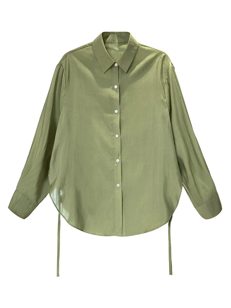 Женская однобортная рубашка на завязках повседневный однотонный топ с лацканами