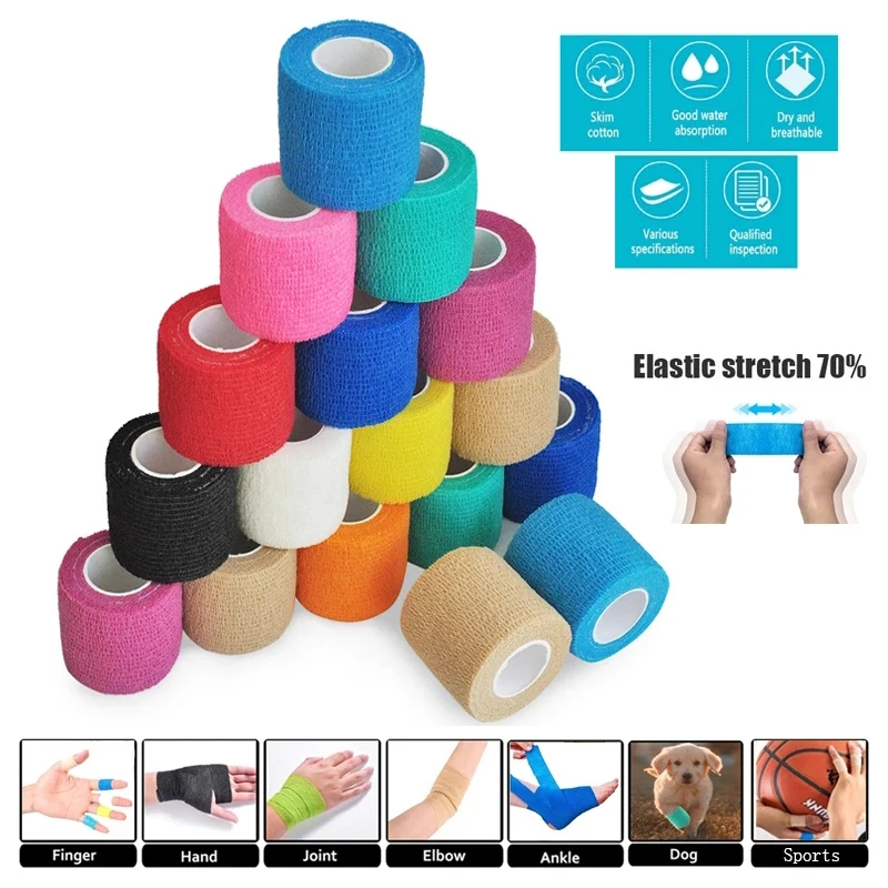 

1Roll 2.5/5/10cm*4.5m Gauze Medical Bandage Self-adhesive Breathable Elastic Bandages for Sports Fixing Finger Wrist Leg