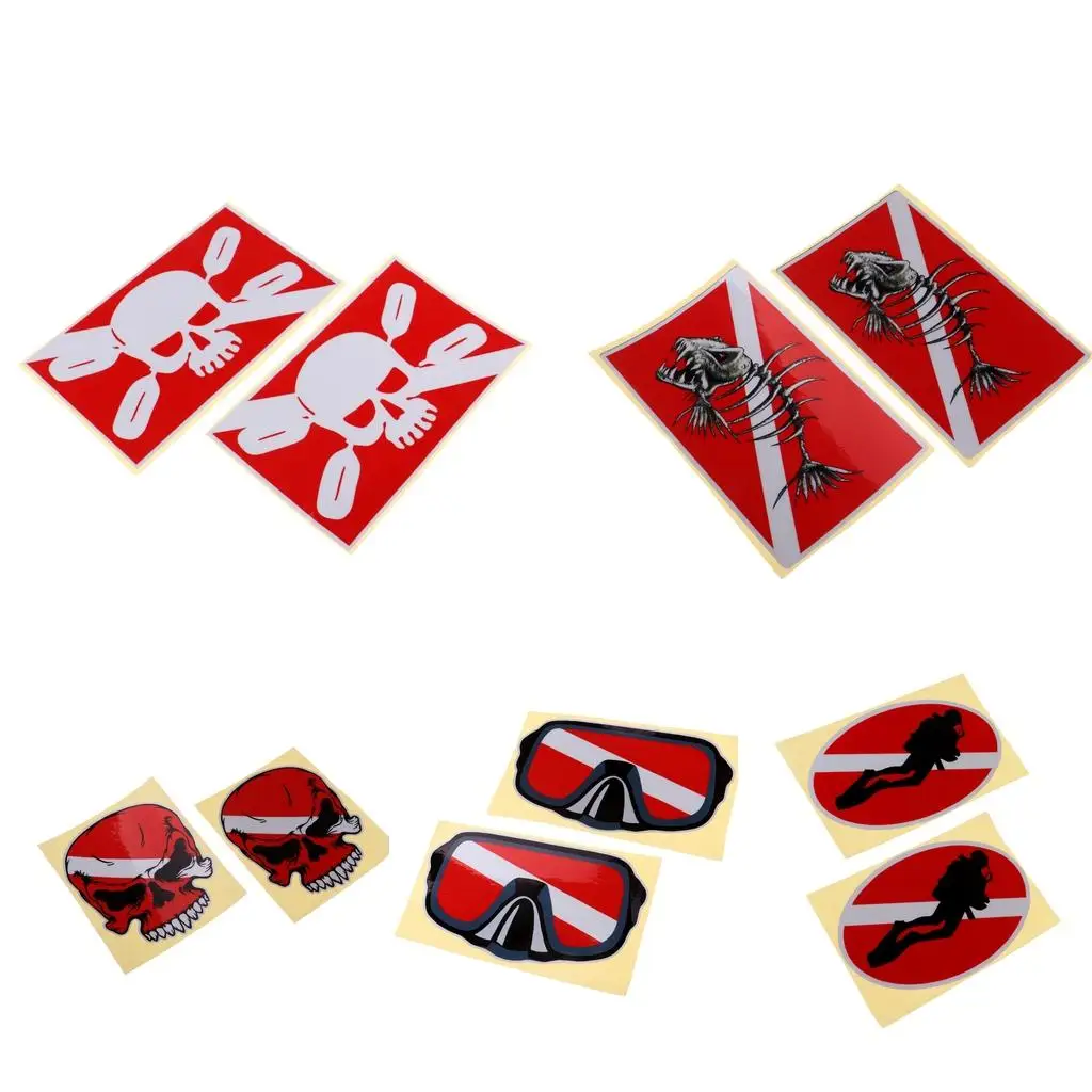 Большая светоотражающая наклейка для дайвера скелета рыбы подводного плавания