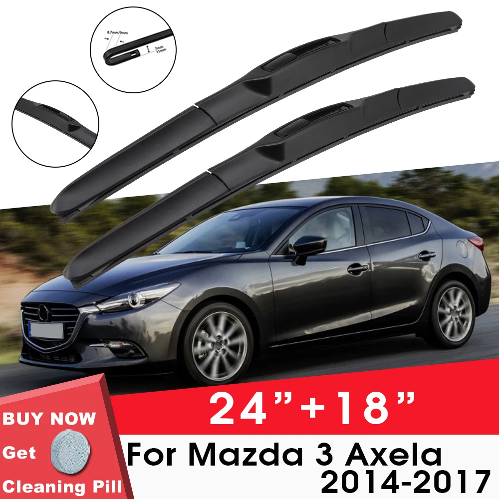 

Car Wiper Blade Front Window Windshield Natural Rubber For Mazda 3 Axela 2014-2017 LHD RHD 24"+18" Car Accessories