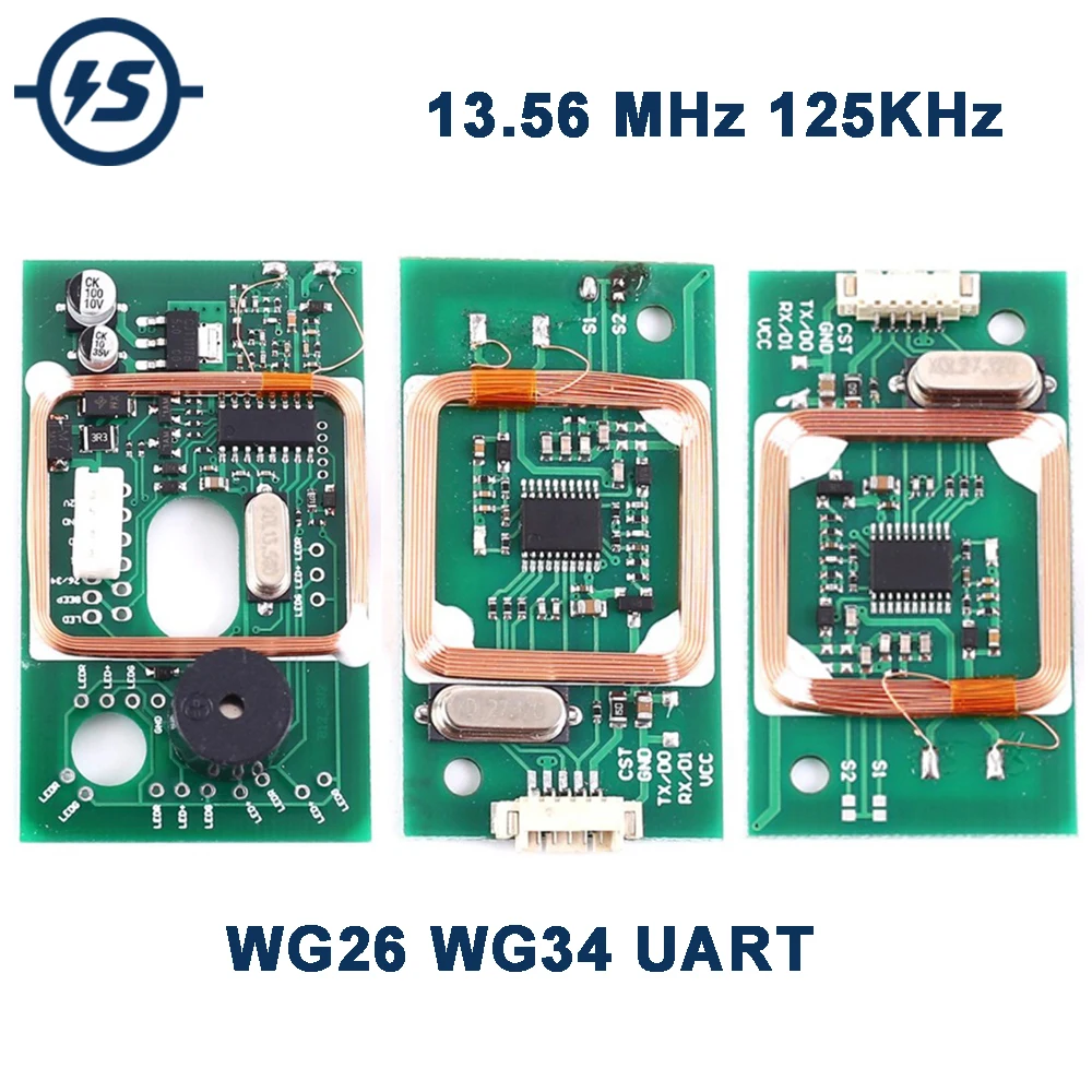 

RFID Wireless Reader Module IC ID Card Reader 13.56MHz 125KHz Dual Frequency Wiegand WG26 WG34/ UART 5V 12V