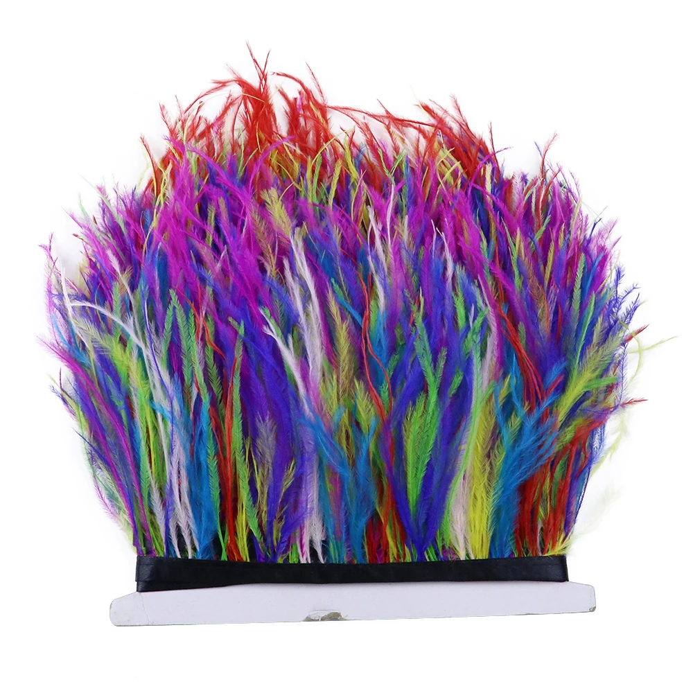 

Ostrich Feathers Trim 1 Meter Two-color 10-15cm White Black Plumes for Wedding Dress Clothing Sewing Party Decor Accessories