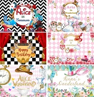 girl baby shower photo backgrounds alice in wonderland birthday party backdrop photography studio props cake table decor
