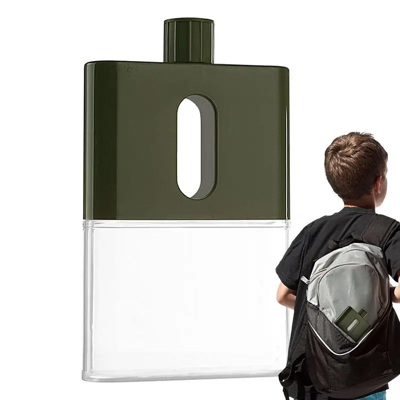 

Flat Portable Travel Mug Pocket Water Bottle Fits In Purse Handbag Gym Bag 530ml Leak Proof A5 Paper Size Summer Cold Water Mug
