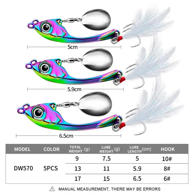 

With Sequin Pesca Hard Bait Trolling Rotating Dimensional Fish Body Bait Zinc Alloy For Bass Pike Simulated Bait Portable 9g