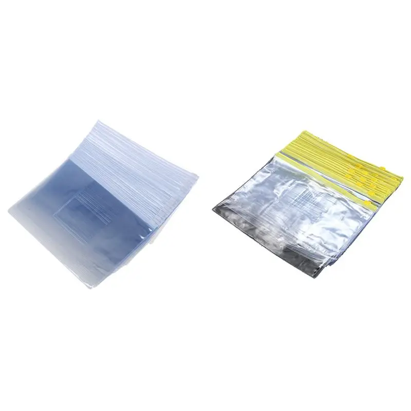 

40 Pcs Size A5 Card Slider Zip Closure Folders PVC Folders Envelopes, 20 Pcs Transparent Yellow & 20 Pcs White Clear