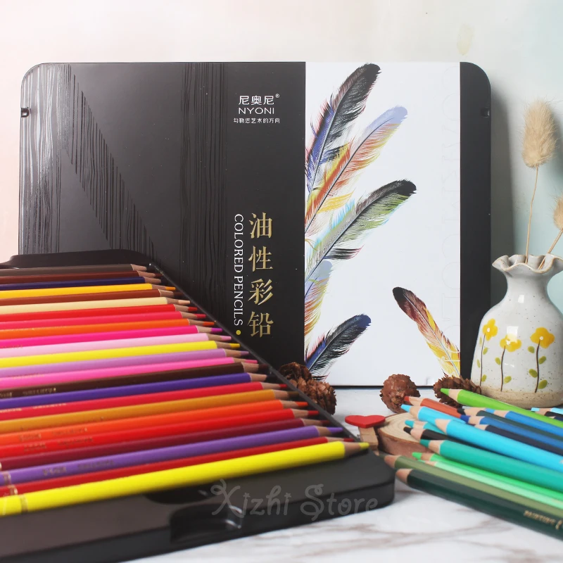 NYONI 24/36/48/72/120 Colors Professional Colored Pencils Set N8520 Oil Based Artist Level Drawing School Art Painting Supplies