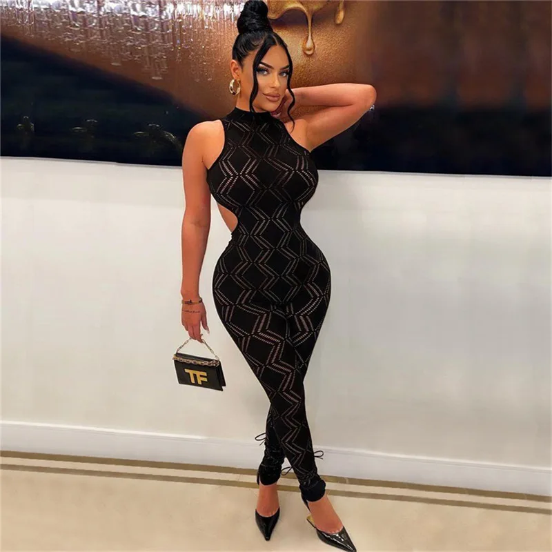 

Женский цельный спортивный комбинезон с вырезами, высокой талией и воротником-стойкой