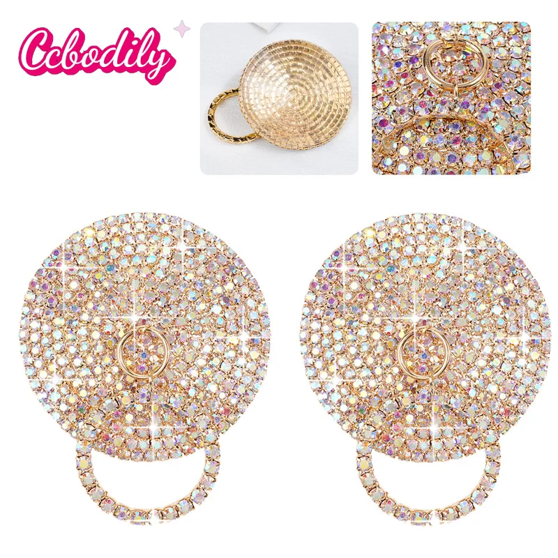1 Pair Rhinestone Round Nipple Covers Reusable Women Sexy Nipple Pasties Breast Protector Self Adhesive Nipple Stickers Club