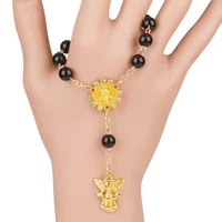charm pearl christian cross jesus angel bless energy pendant woman couple alloy bracelet rosary prayer supplies souvenirs gift
