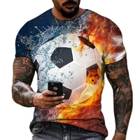 summer flame football world cup 3d printing t shirt mens womens hd short sleeve oversized street top